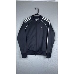 Adidas Jacket Womens Small Black Full Zip Primeblue 3-Stripes Track Athletic